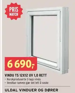 Montér VINDU TS 12X12 UV 1,0 RETT tilbud