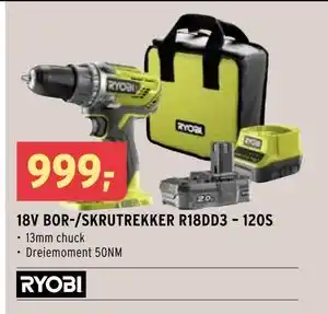 Montér 18V BOR-/SKRUTREKKER R18DD3 – 120S tilbud