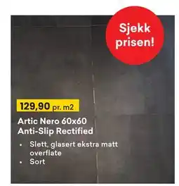 Right Price Tiles Artic Nero 60x60 Anti-Slip Rectified tilbud