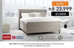 Skeidar SL10 Kontinentalseng 160x200 cm tilbud