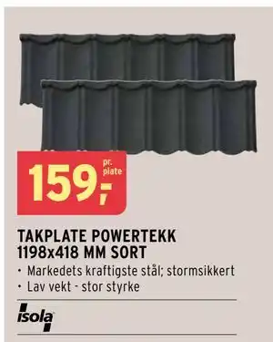 Montér TAKPLATE POWERTEKK 1198x418 MM SORT tilbud