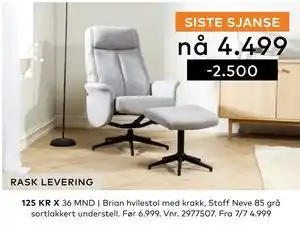 Skeidar Brian hvilestol med krakk tilbud