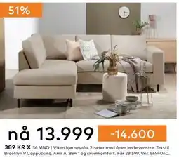 Skeidar Viken hjørnesofa, 2-seter tilbud