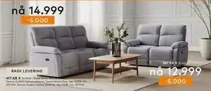 Skeidar Denver 3-seter recliner elektrisk tilbud