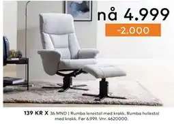 Skeidar Rumba lenestol med krakk tilbud