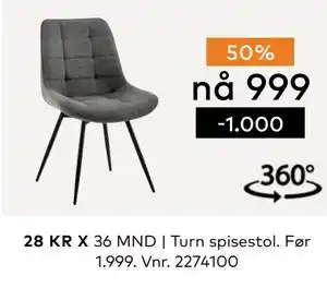 Skeidar Turn spisestol tilbud