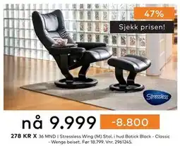 Skeidar Stressless Wing (M) Stol tilbud