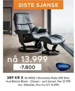Skeidar Stressless Ruby (M) Stol tilbud
