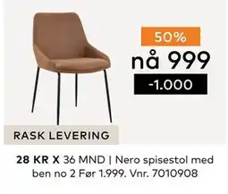 Skeidar Nero spisestol med ben no 2 tilbud