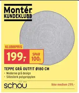 Montér TEPPE GRÅ OUTFIT Ø180 CM tilbud