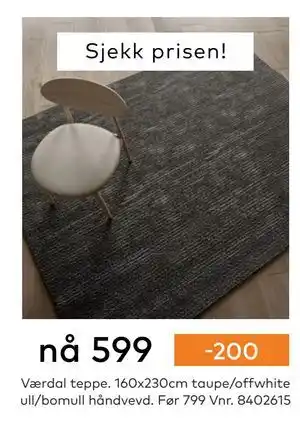 Skeidar Værdal teppe tilbud
