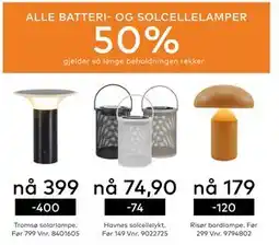 Skeidar ALLE BATTERI- OG SOLCELLELAMPER tilbud