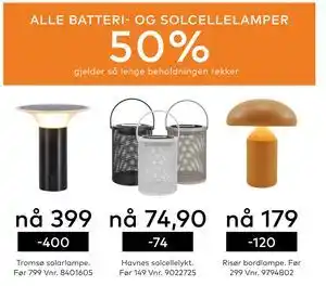 Skeidar ALLE BATTERI- OG SOLCELLELAMPER tilbud