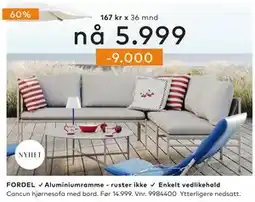 Skeidar Cancun hjørnesofa med bord tilbud