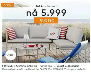 Skeidar Cancun hjørnesofa med bord tilbud