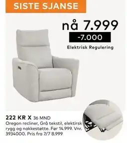 Skeidar Oregon recliner tilbud