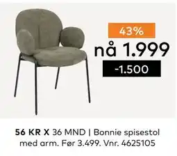 Skeidar Bonnie spisestol med arm tilbud