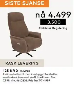 Skeidar Indiana hvilestol tilbud