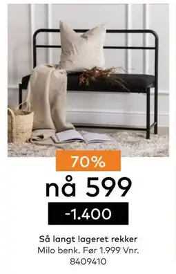 Skeidar Milo benk tilbud