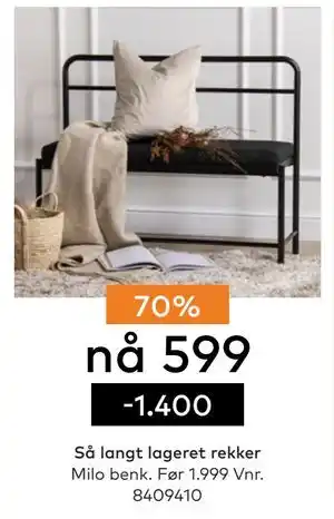 Skeidar Milo benk tilbud