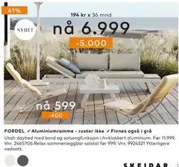 Skeidar Utah daybed med bord og solsengfunksjon tilbud