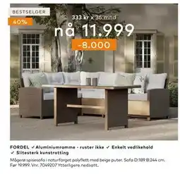Skeidar Mågerø spisesofa tilbud