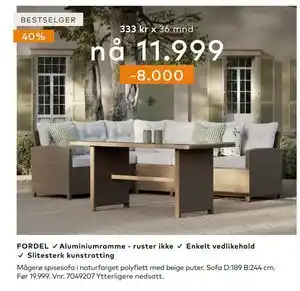 Skeidar Mågerø spisesofa tilbud