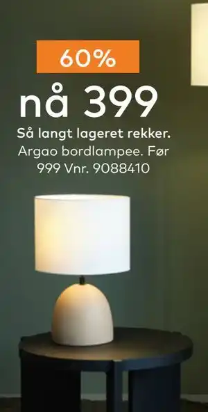 Skeidar Argao bordlampee tilbud