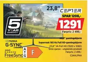 POWER 23,8 gamingskjerm tilbud