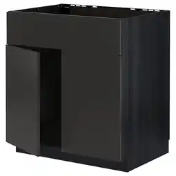 IKEA Metod Benkeskap f oppvaskkum 2dør/fr, svart/nickebo matt antrasitt, 80x60 cm tilbud