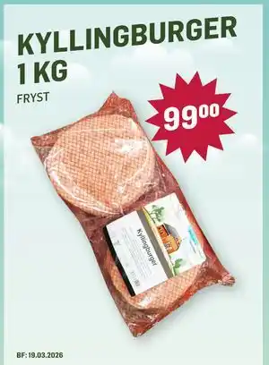 Holdbart Kyllingburger 1 kg tilbud