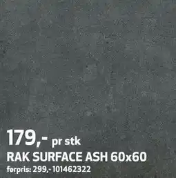 Flisekompaniet RAK SURFACE ASH 60x60 tilbud