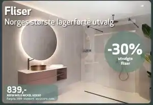 Flisekompaniet 30% utvalgte fliser tilbud