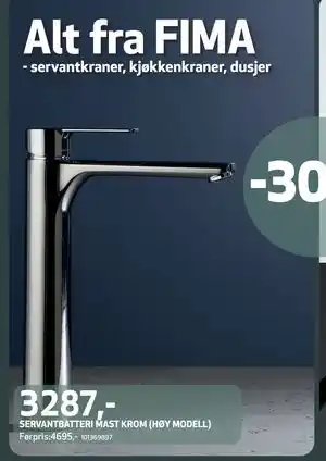 Flisekompaniet SERVANTBATTERI MAST KROM (HØY MODELL) tilbud