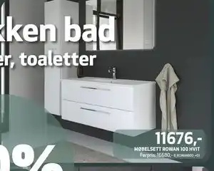 Flisekompaniet MØBELSETT ROWAN 100 HVIT tilbud