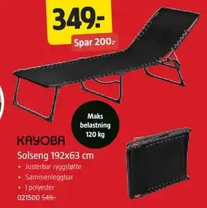 Jula Solseng 192x63 cm tilbud