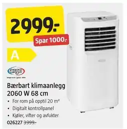 Jula Bærbart klimaanlegg 2060 W 68 cm tilbud
