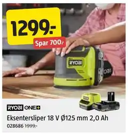 Jula Eksentersliper 18 V Ø125 mm 2,0 Ah tilbud