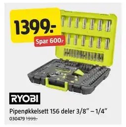 Jula Pipenøkkelsett 156 deler 3/8” – 1/4” tilbud
