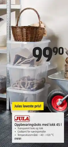 Jula Oppbevaringsboks med lokk 45 l tilbud