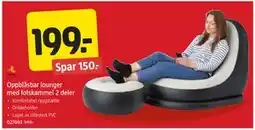 Jula Oppblåsbar lounger med fotskammel 2 deler tilbud