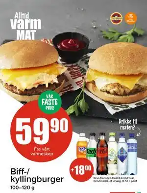 Spar Biff-/ kyllingburger tilbud