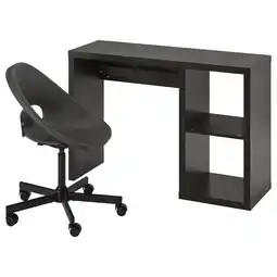 IKEA Kallax / eldberget Skrivebord og stol, brunsvart/mørk grå svart tilbud