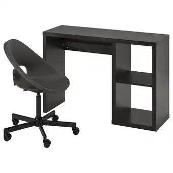 IKEA Kallax / eldberget Skrivebord og stol, brunsvart/mørk grå svart tilbud