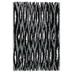 IKEA Bullerremsa Teppe, lang lugg, svart grå/hvit, 133x195 cm tilbud