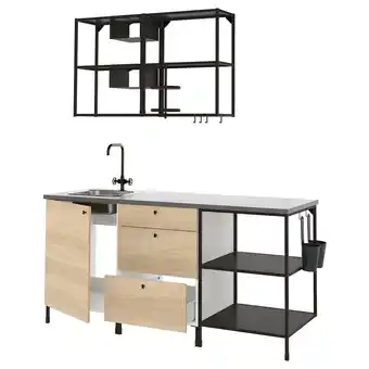 IKEA Enhet Kjøkken, antrasitt/eikemønstret, 183x63.5x222 cm tilbud