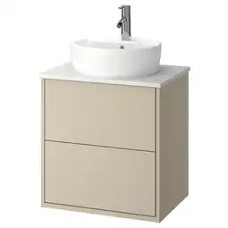 IKEA HavbÄck / tÖrnviken Servantskap m skuffer/servant/kran, beige/hvit marmormønstret, 62x49x79 cm tilbud