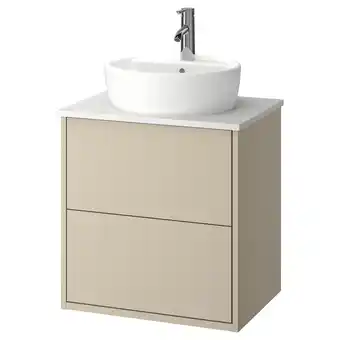 IKEA HavbÄck / tÖrnviken Servantskap m skuffer/servant/kran, beige/hvit marmormønstret, 62x49x79 cm tilbud