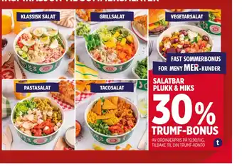 Meny SALATBAR PLUKK & MIKS tilbud