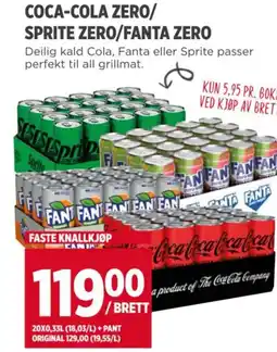 Meny Coca-cola zero/ sprite zero/fanta zero tilbud